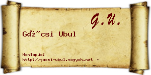 Gácsi Ubul névjegykártya